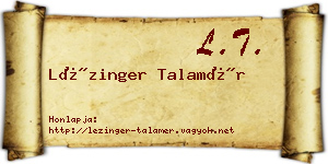 Lézinger Talamér névjegykártya